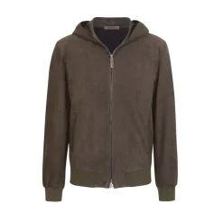 Outlet Suede And Leather Hooded Blouson Mens Last Sizes