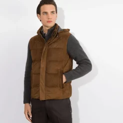 Shop Suede Hooded Gilet Mens Last Sizes
