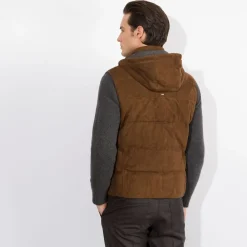 Shop Suede Hooded Gilet Mens Last Sizes