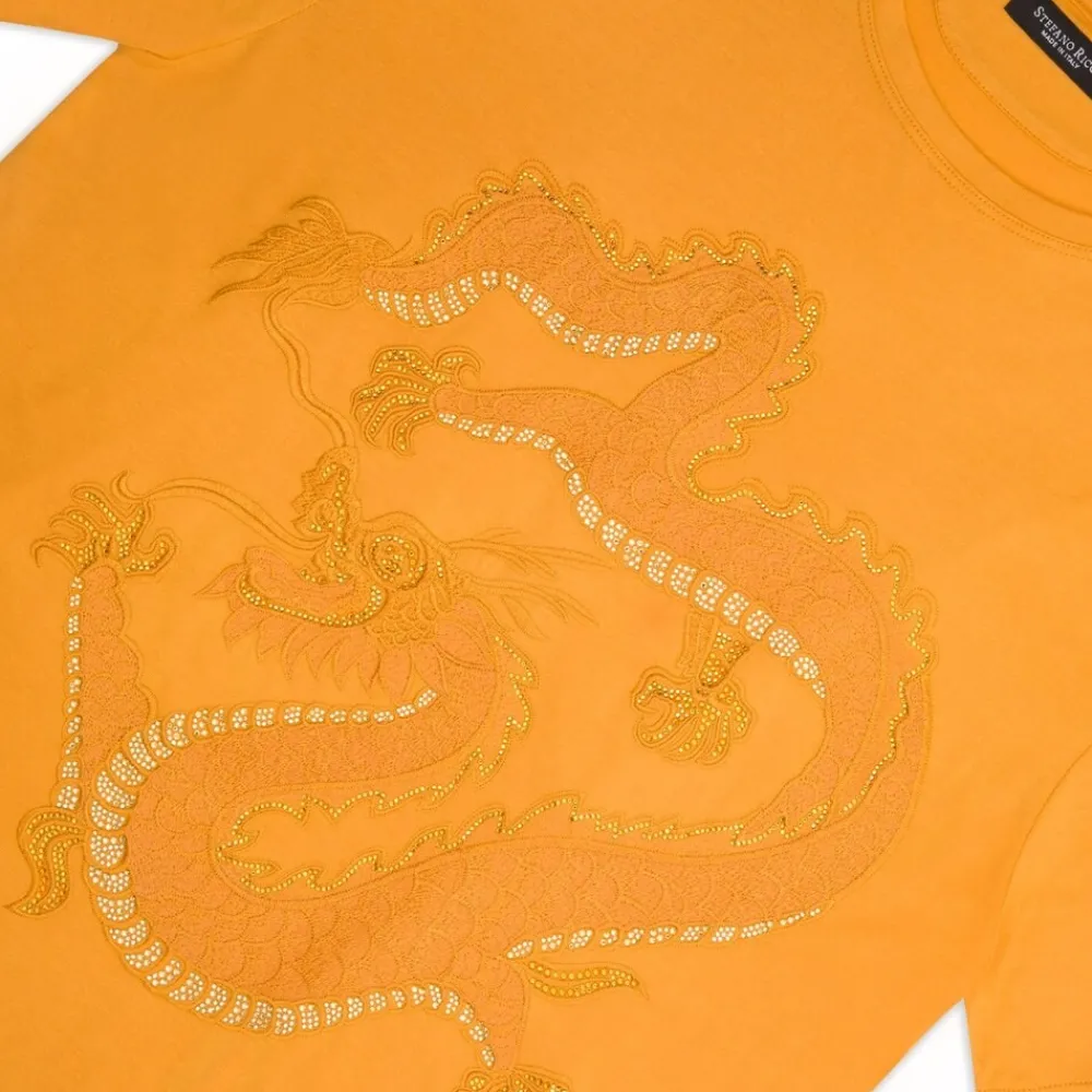 Hot T-Shirt With Chinese Dragon And Swarovski Details Mens T-Shirts