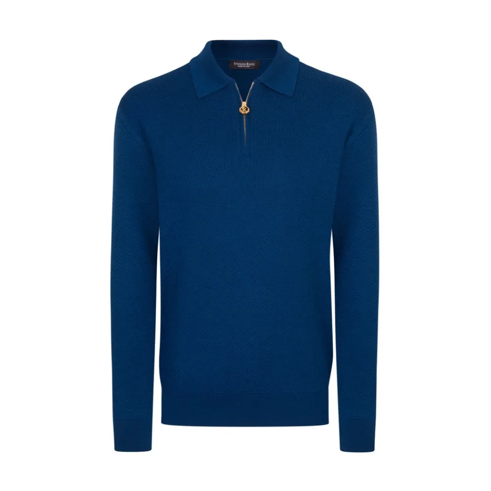 Cheap Wool And Silk Zip Polo Shirt Mens Knitwear