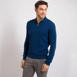 Cheap Wool And Silk Zip Polo Shirt Mens Knitwear