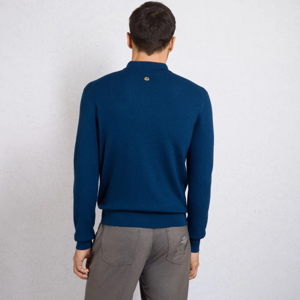 Cheap Wool And Silk Zip Polo Shirt Mens Knitwear