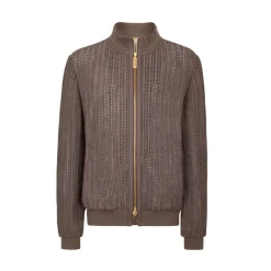 Online Woven Calfskin Leather Blouson Mens Outerwear
