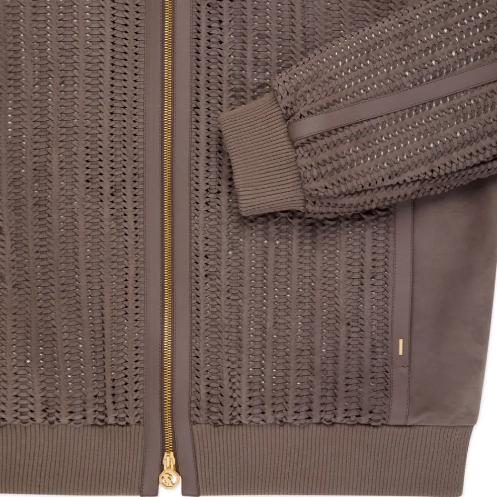 Online Woven Calfskin Leather Blouson Mens Outerwear