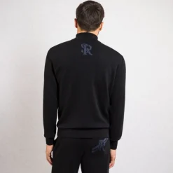 Fashion Zip Mock Neck Sweater Mens Jogging Suits