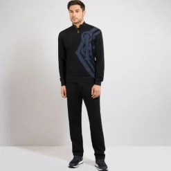 Fashion Zip Mock Neck Sweater Mens Jogging Suits
