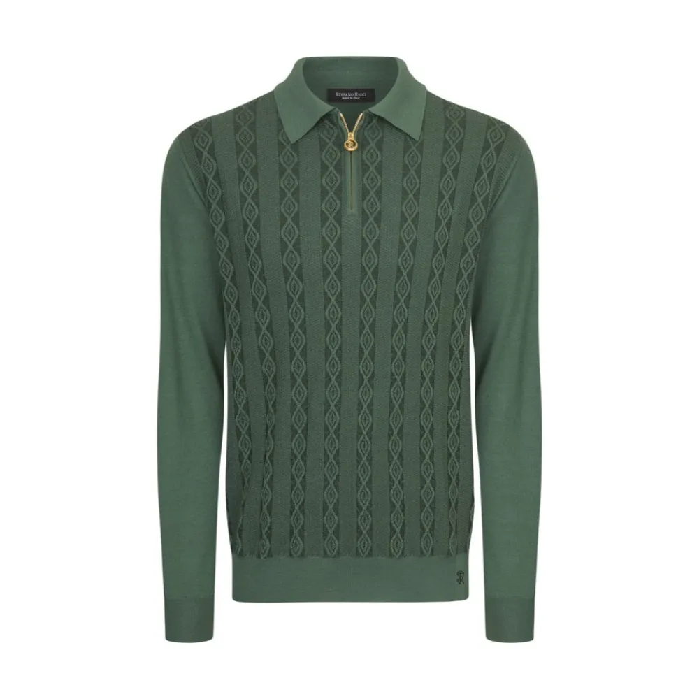 Fashion Zip Polo Shirt Mens Knitwear