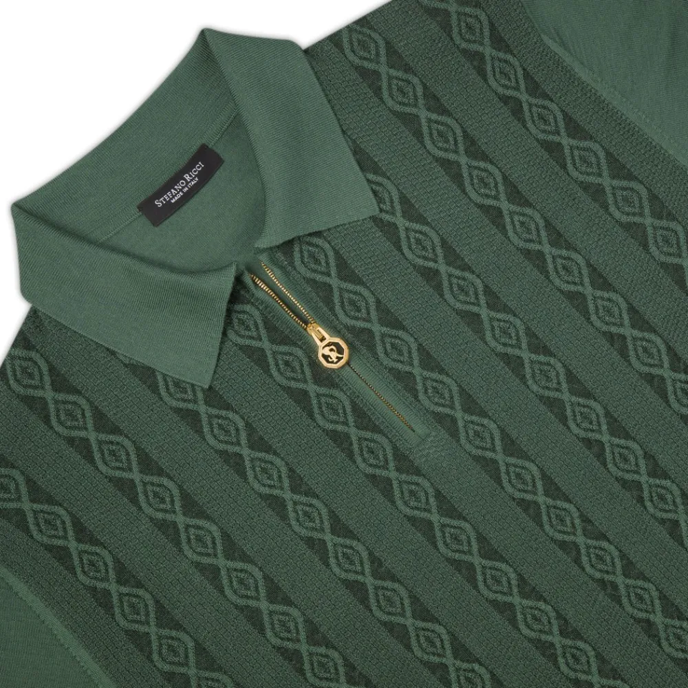 Fashion Zip Polo Shirt Mens Knitwear