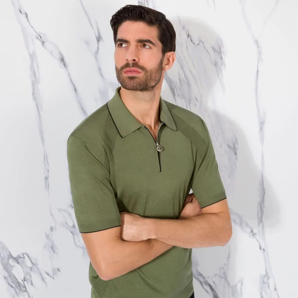 New Zip Polo Shirt Mens Last Sizes