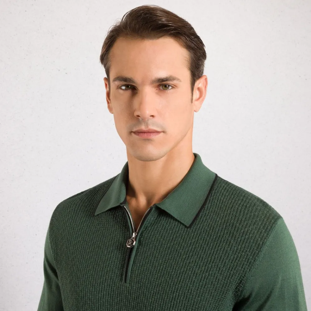 Flash Sale Zip Polo Shirt Mens Knitwear