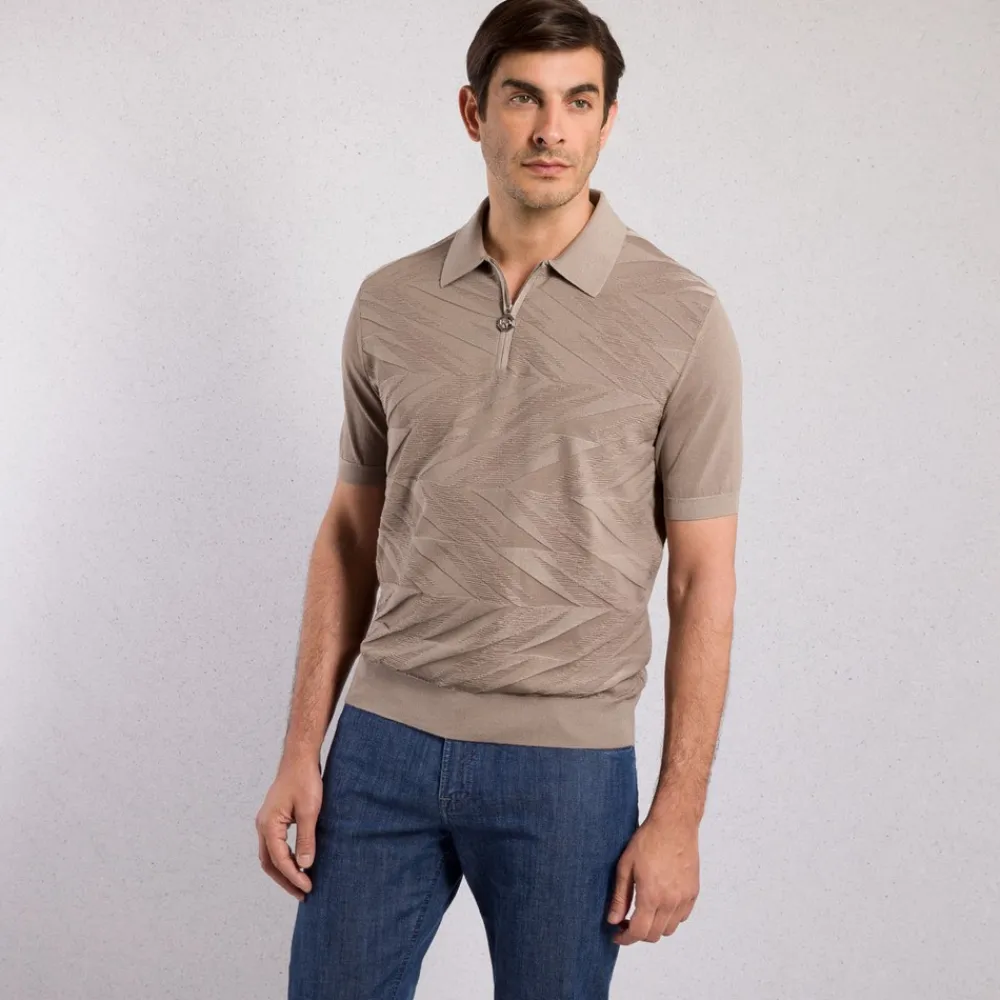 Fashion Zip Polo Shirt Mens Knitwear