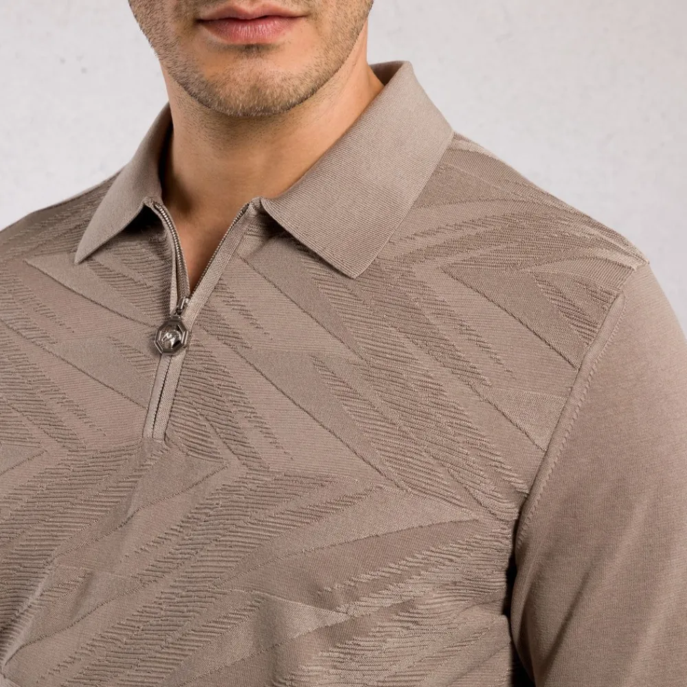 Fashion Zip Polo Shirt Mens Knitwear