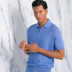 Hot Zip Polo Shirt Mens Knitwear