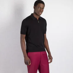 Clearance Zip Polo Shirt Mens Knitwear