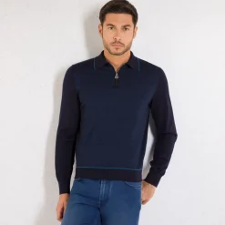 Clearance Zip Polo Shirt Mens Knitwear