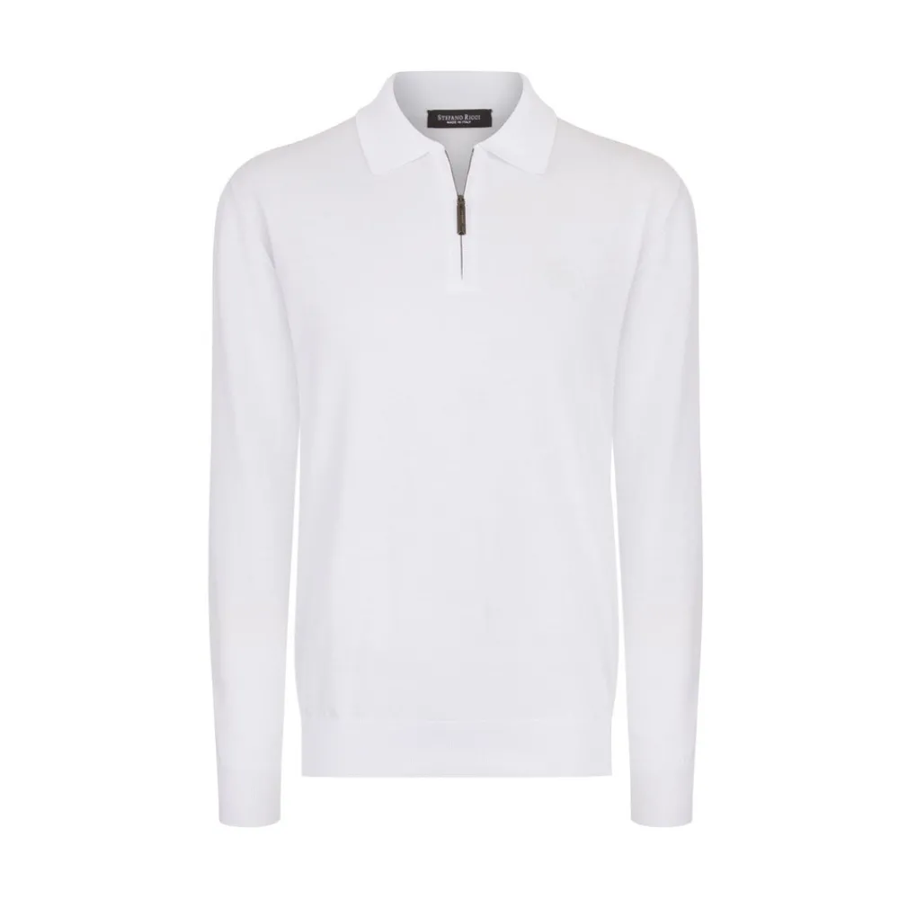 Fashion Zip Polo Shirt Mens Knitwear