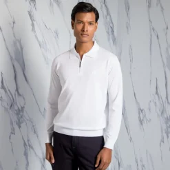 Fashion Zip Polo Shirt Mens Knitwear