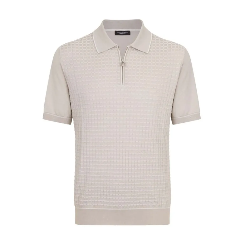 Fashion Zip Polo Shirt Mens Knitwear