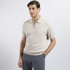 Fashion Zip Polo Shirt Mens Knitwear