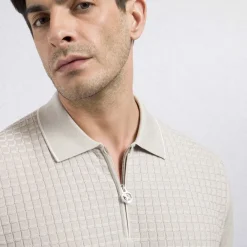 Fashion Zip Polo Shirt Mens Knitwear