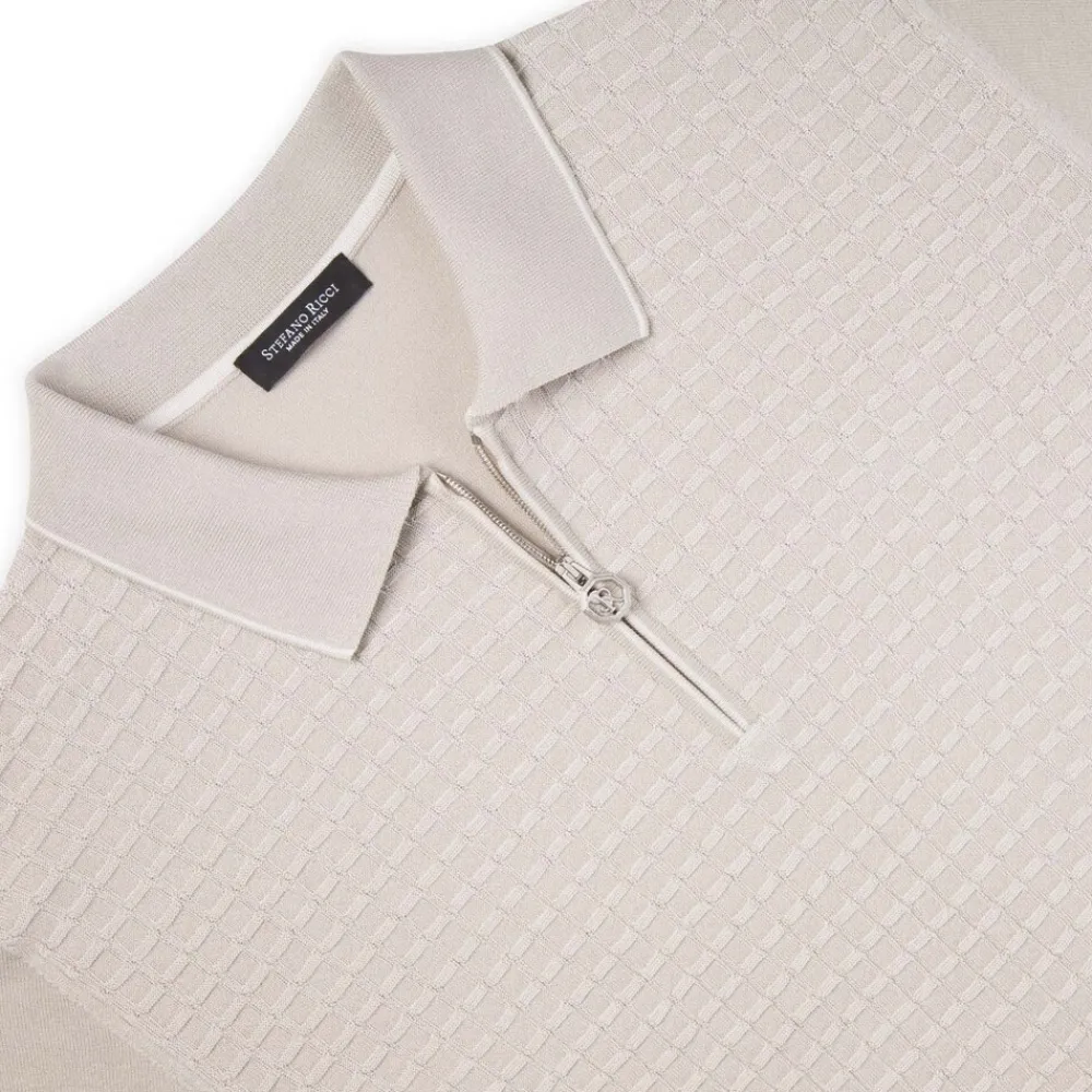 Fashion Zip Polo Shirt Mens Knitwear