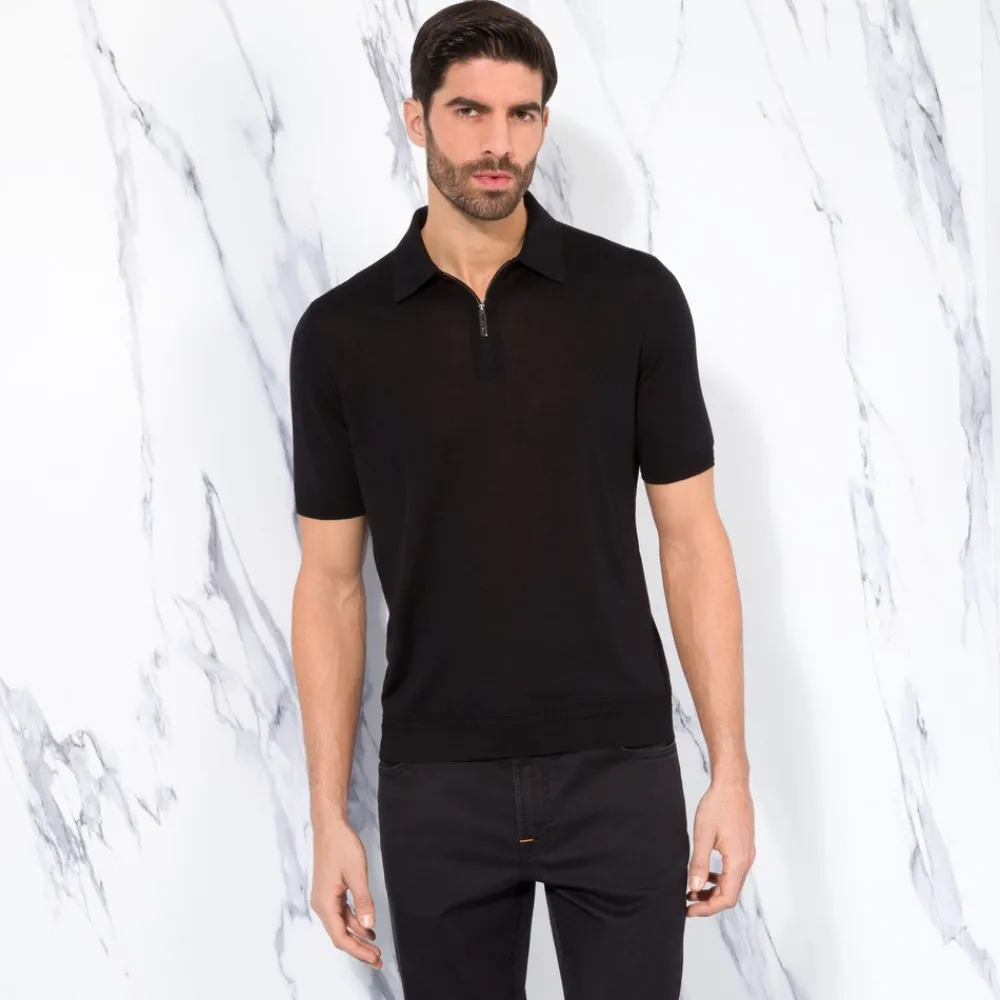 Clearance Zip Polo Shirt Mens Last Sizes