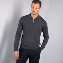 Outlet Zip Polo Shirt Mens Knitwear