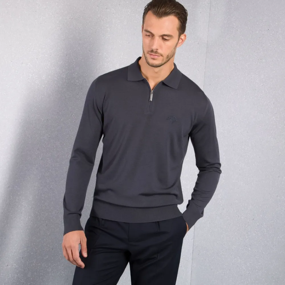 Outlet Zip Polo Shirt Mens Knitwear